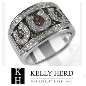 Chocolate CZ Pavé Horseshoe Sterling Silver Ring